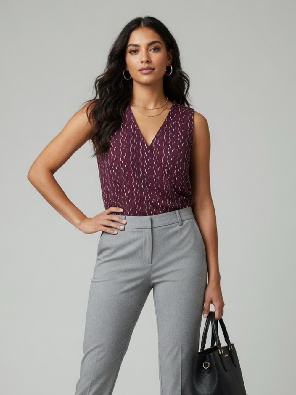 Banana Republic Womens Surplice Blouse Burgundy Size Small S